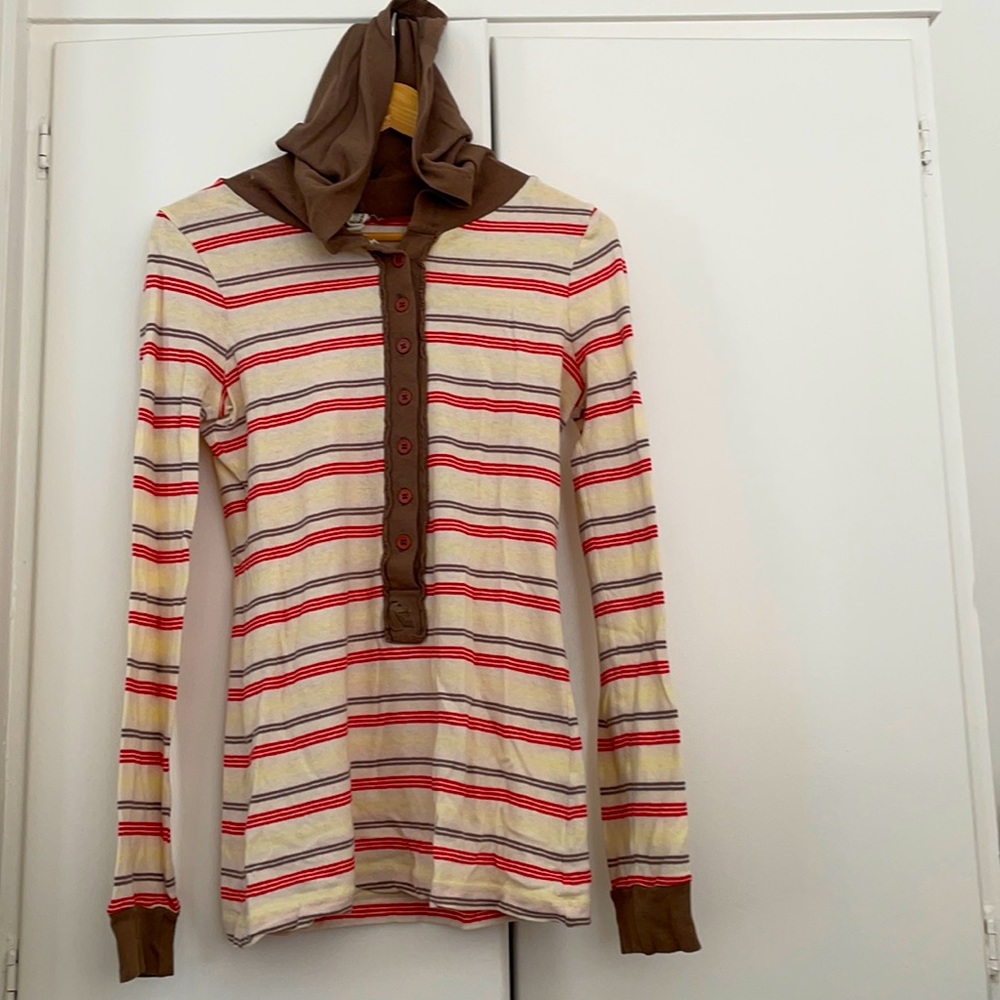 Free People striped top with hood